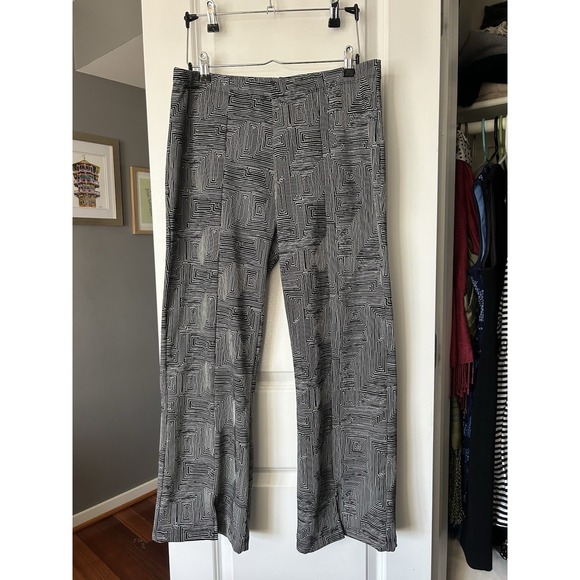 Clara Sun Woo Pants - Clara Sun Woo Pull On Black White Geometric Wide Leg Pants Front Slit Size 1X